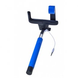 Držák - tyč pro focení selfie s tlačítkem - modrý