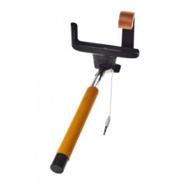 Držák - tyč pro focení selfie s tlačítkem - oranžový