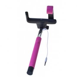 Držák - tyč pro focení selfie s tlačítkem - růžový
